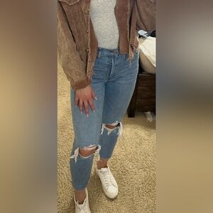 Abercrombie & Fitch High Rise Mom jeans with distressed detail